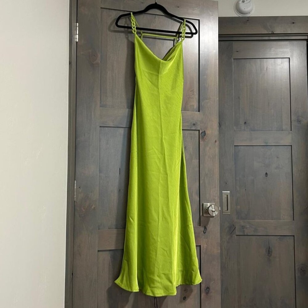 NEW! Elli White Lime Green Satin Slip Dress, Size M